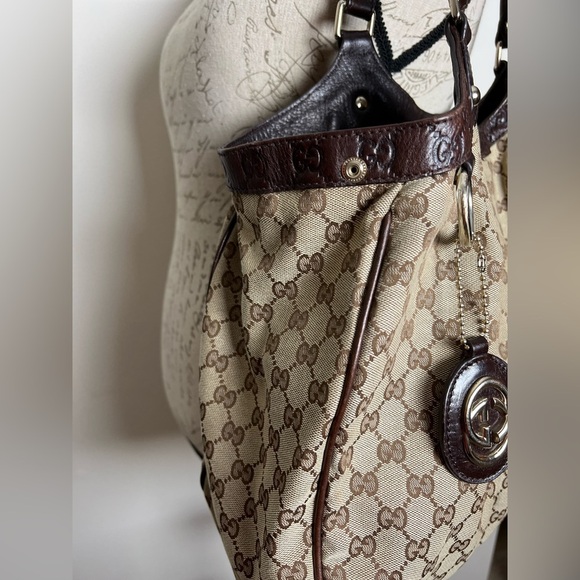 Gucci GG Tan Brown Monogram GG Canvas Large Sukey Tote FREE SHIPPING - Picture 6 of 16